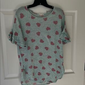 Sweet Pea Blue and Pink Heart Top